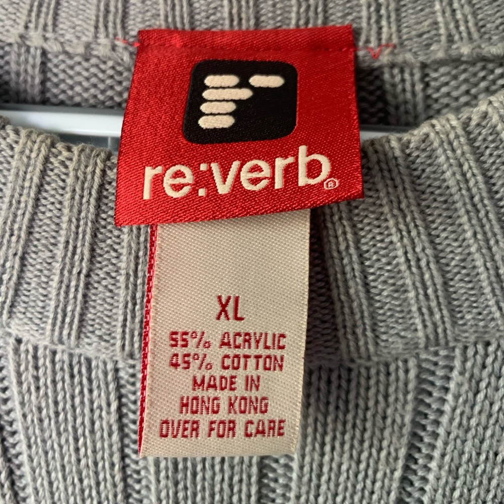 RE:VERB Cotton Blend Gray Ribbed Crewneck Preppy Modern Sweater Size XL - Picture 4 of 4